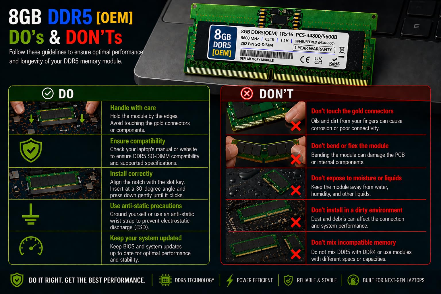 Amazon.in: Buy 8GB DDR5 5600MHz OEM Laptop RAM Compatible with
